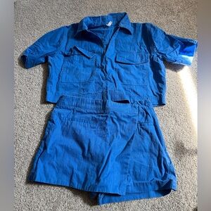 Glam Electric Blue Button Down Shirt and Shorts Set